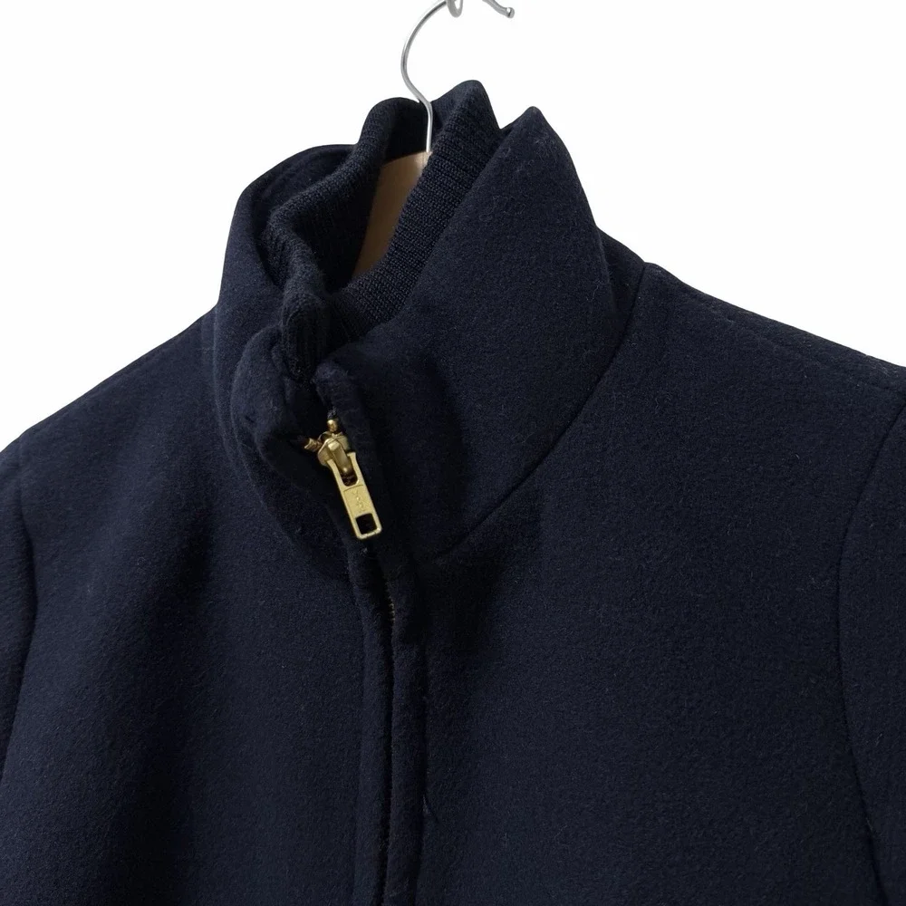 J Crew Womens Village Wool Blend Full Zip Coat Size 00 Navy‎ Blue Classic Winter - Picture 4 of 8